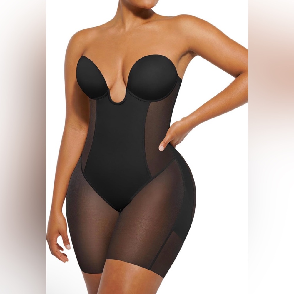 SHAPELLX Strapless Shapewear Deep Plunge Corset Tummy Control Backless M NWT